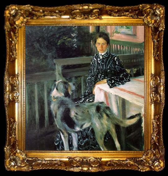 framed  Boris Kustodiev Portrait of Julia Kustodieva, ta009-2